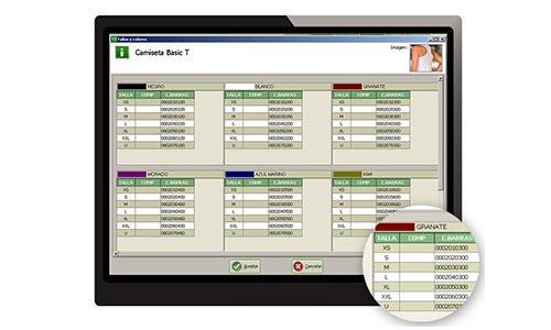 software tpv tallas y colores